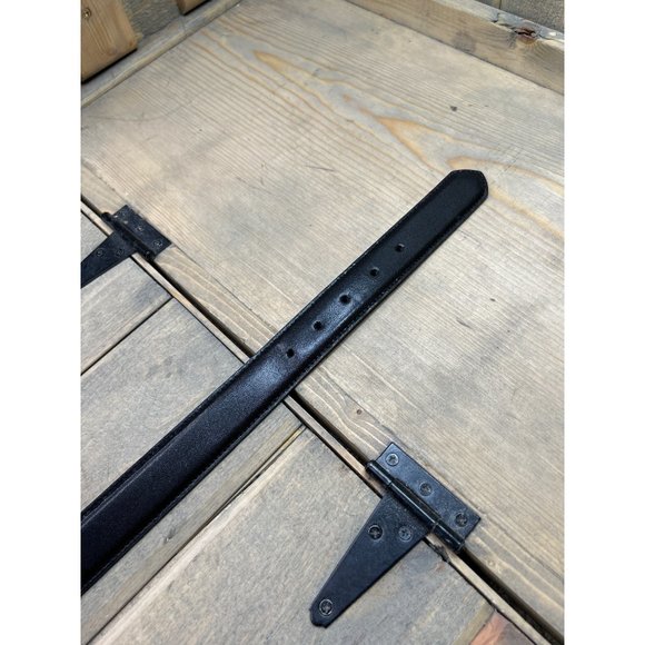 Mens Black Italian Leather Belt 32" W32 Dark Silver Buckle - Picture 2 of 5